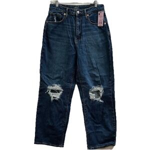 Wild Fable Women's Super-High Rise Distressed Baggy Jeans Medium Blue Size 10/30